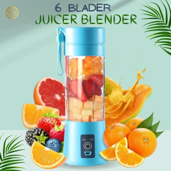 Electric Juicer Blender Mixer 6 Blades 380m - Mini Portable Usb Rechargeable